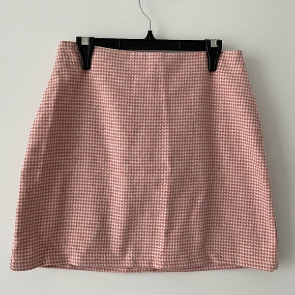 Pink Houndstooth High Waisted Skirt - size Small - Picture 1 of 2